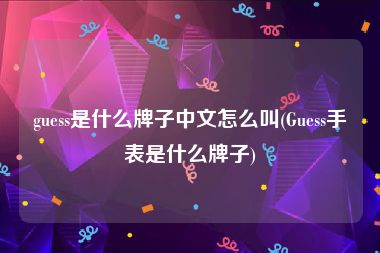 guess是什么牌子中文怎么叫(Guess手表是什么牌子)