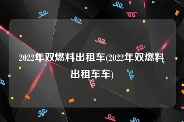 2022年双燃料出租车(2022年双燃料出租车车)