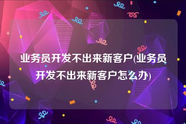 业务员开发不出来新客户(业务员开发不出来新客户怎么办)