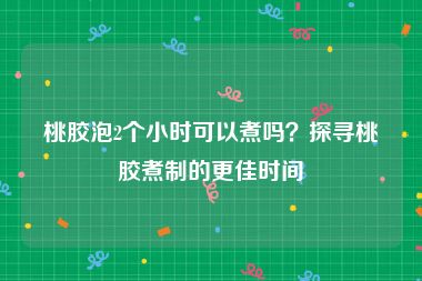 桃胶泡2个小时可以煮吗？探寻桃胶煮制的更佳时间