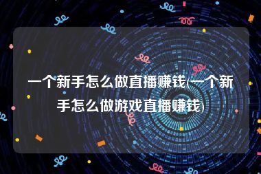 一个新手怎么做直播赚钱(一个新手怎么做游戏直播赚钱)