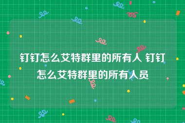 钉钉怎么艾特群里的所有人 钉钉怎么艾特群里的所有人员