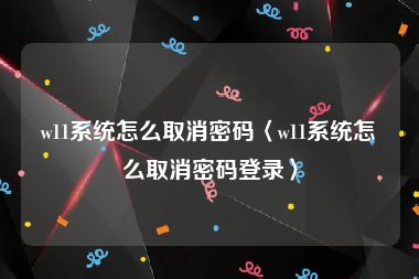 w11系统怎么取消密码〈w11系统怎么取消密码登录〉