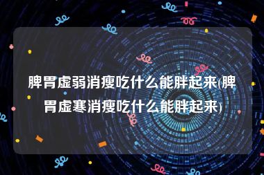 脾胃虚弱消瘦吃什么能胖起来(脾胃虚寒消瘦吃什么能胖起来)