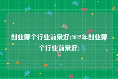 创业哪个行业前景好(2022年创业哪个行业前景好)