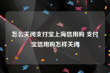 怎么关闭支付宝上海信用购 支付宝信用购怎样关闭