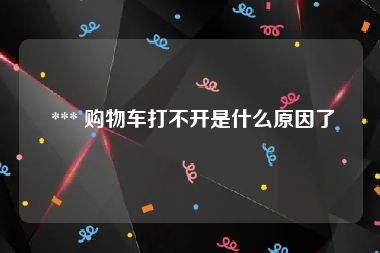  *** 购物车打不开是什么原因了