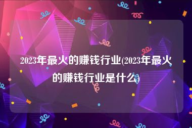 2023年最火的赚钱行业(2023年最火的赚钱行业是什么)