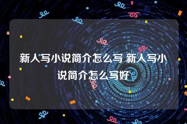 新人写小说简介怎么写 新人写小说简介怎么写好