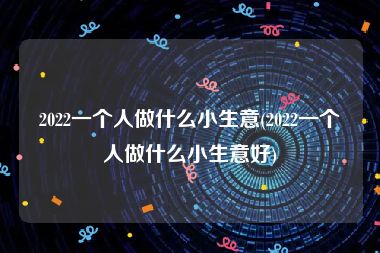 2022一个人做什么小生意(2022一个人做什么小生意好)