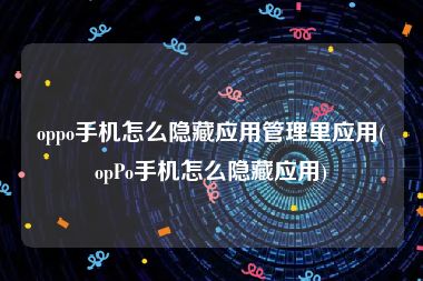 oppo手机怎么隐藏应用管理里应用(opPo手机怎么隐藏应用)