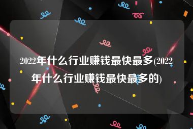 2022年什么行业赚钱最快最多(2022年什么行业赚钱最快最多的)