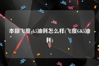 本田飞度gk5油耗怎么样(飞度GK5油耗)