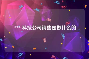  *** 科技公司销售是做什么的