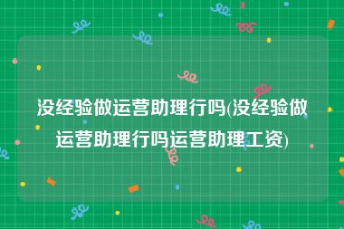 没经验做运营助理行吗(没经验做运营助理行吗运营助理工资)