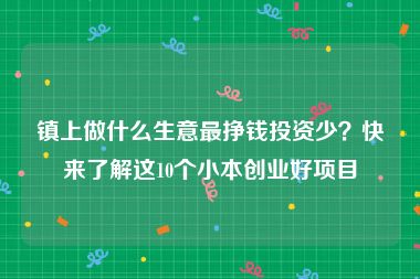 镇上做什么生意最挣钱投资少？快来了解这10个小本创业好项目