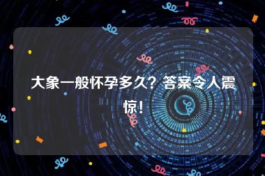 大象一般怀孕多久？答案令人震惊！