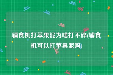 辅食机打苹果泥为啥打不碎(辅食机可以打苹果泥吗)