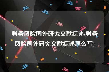 财务风险国外研究文献综述(财务风险国外研究文献综述怎么写)