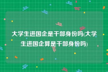 大学生进国企是干部身份吗(大学生进国企算是干部身份吗)