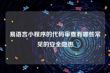 易语言小程序的代码审查有哪些常见的安全隐患