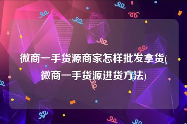 微商一手货源商家怎样批发拿货(微商一手货源进货方法)