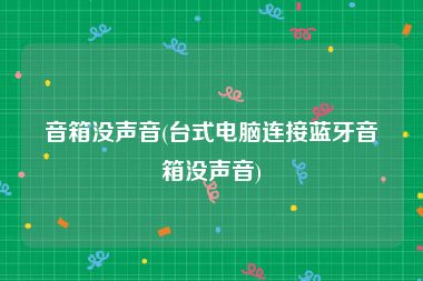 音箱没声音(台式电脑连接蓝牙音箱没声音)