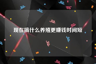 现在搞什么养殖更赚钱时间短