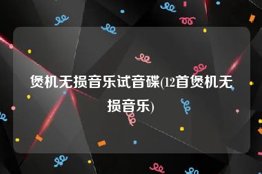 煲机无损音乐试音碟(12首煲机无损音乐)