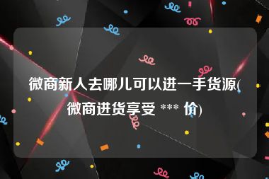 微商新人去哪儿可以进一手货源(微商进货享受 *** 价)