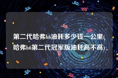 第二代哈弗h6油耗多少钱一公里(哈弗h6第二代冠军版油耗高不高)