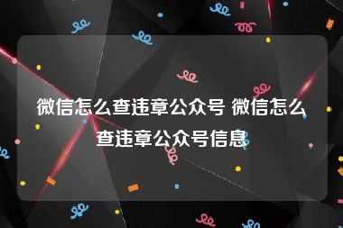 微信怎么查违章公众号 微信怎么查违章公众号信息