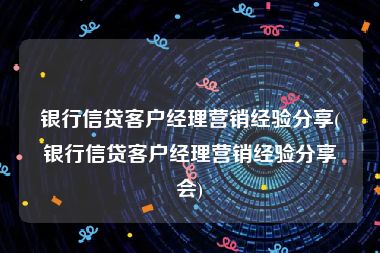 银行信贷客户经理营销经验分享(银行信贷客户经理营销经验分享会)