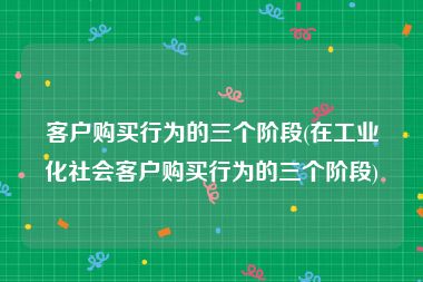 客户购买行为的三个阶段(在工业化社会客户购买行为的三个阶段)