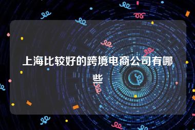 上海比较好的跨境电商公司有哪些