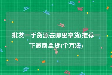 批发一手货源去哪里拿货(推荐一下微商拿货4个方法)