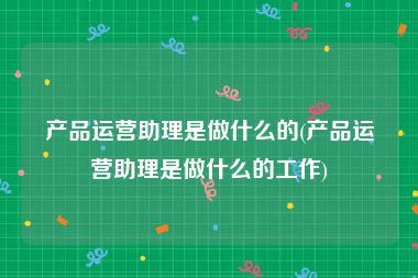 产品运营助理是做什么的(产品运营助理是做什么的工作)