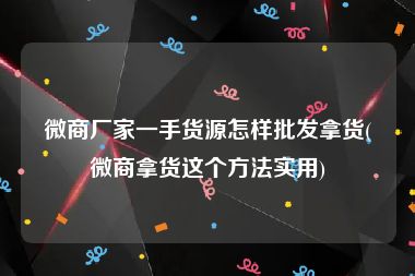 微商厂家一手货源怎样批发拿货(微商拿货这个方法实用)