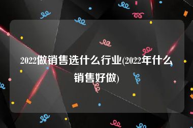 2022做销售选什么行业(2022年什么销售好做)