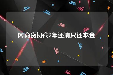 网商贷协商3年还清只还本金