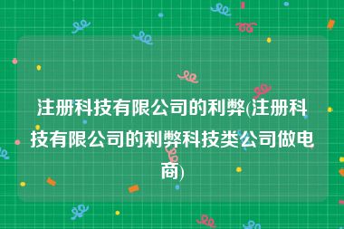 注册科技有限公司的利弊(注册科技有限公司的利弊科技类公司做电商)