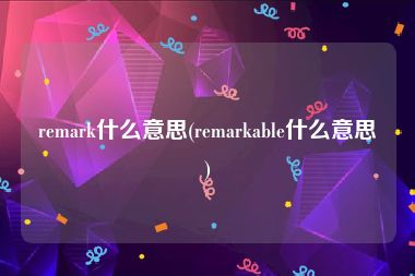 remark什么意思(remarkable什么意思)