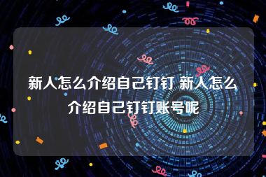 新人怎么介绍自己钉钉 新人怎么介绍自己钉钉账号呢