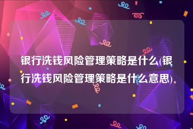 银行洗钱风险管理策略是什么(银行洗钱风险管理策略是什么意思)