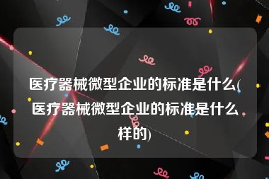 医疗器械微型企业的标准是什么(医疗器械微型企业的标准是什么样的)