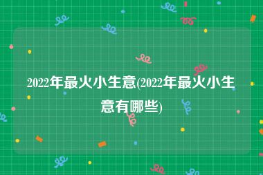 2022年最火小生意(2022年最火小生意有哪些)