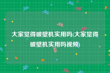 大家觉得破壁机实用吗(大家觉得破壁机实用吗视频)